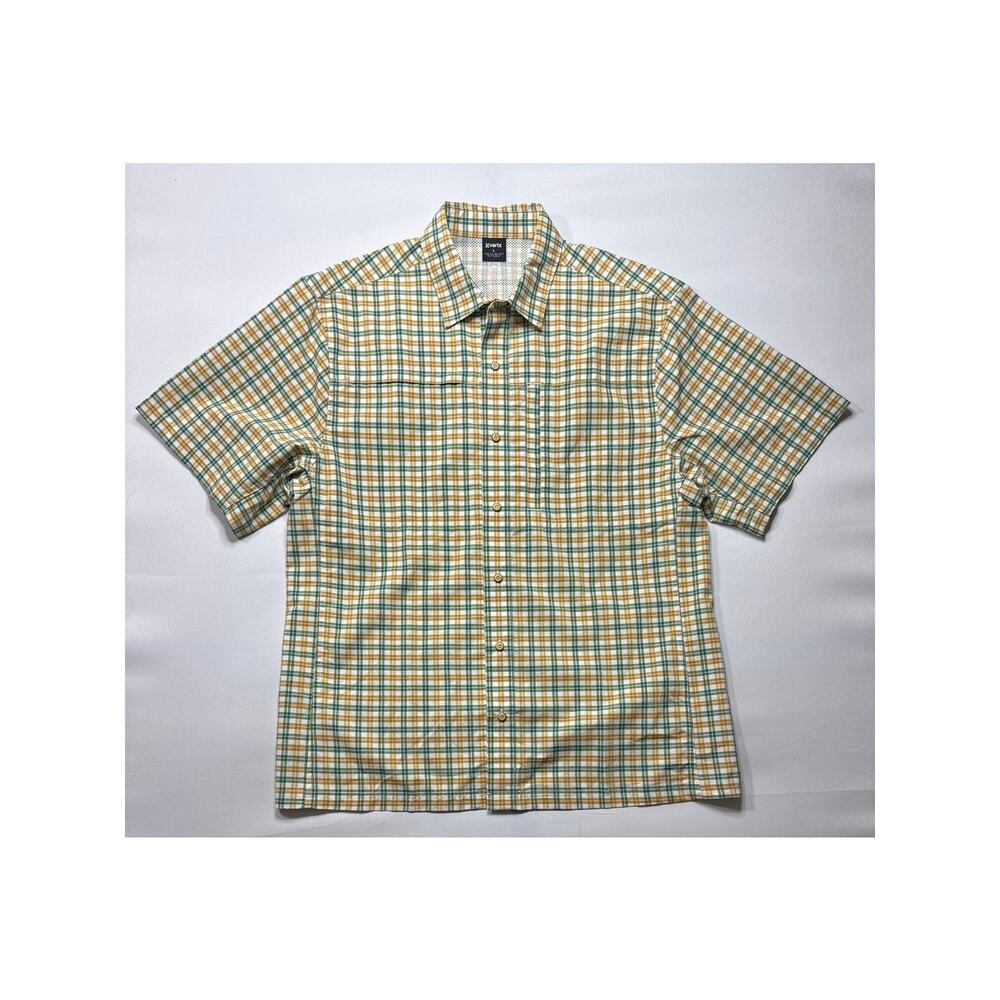 Vertx Men's‎ Short Sleeve Green Yellow Plaid Tactical Snap Shirt - L